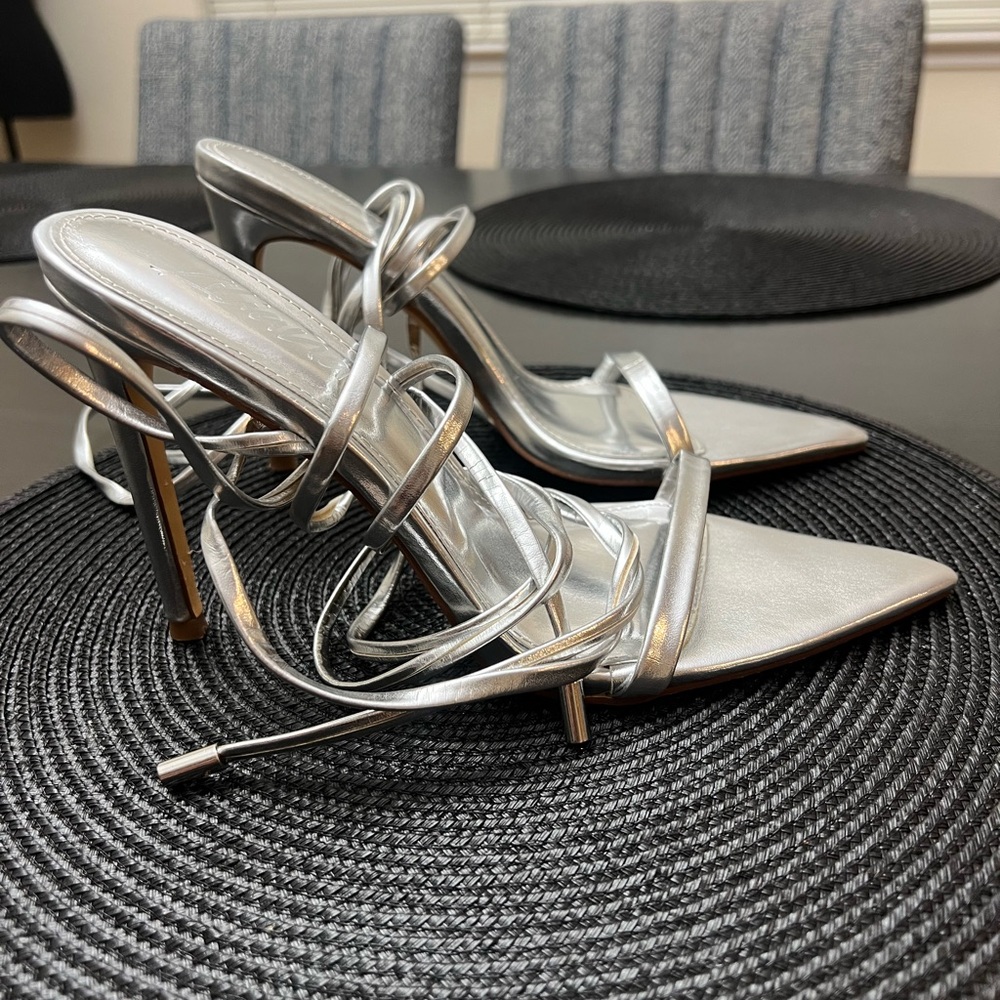Women’s Silver Strappy Stiletto Heels